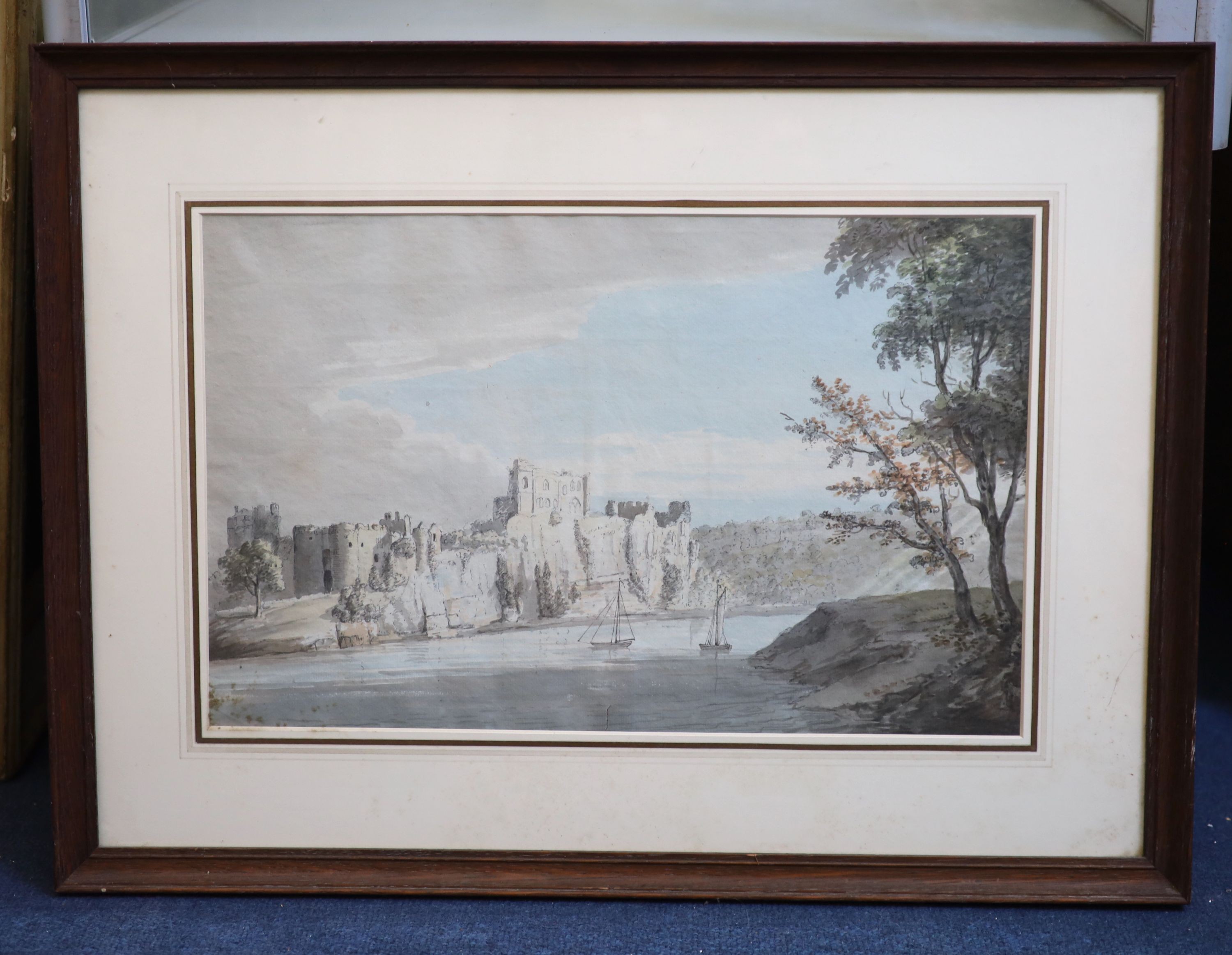 English School c.1800, Chepstow Castle: Berry Pomeroy Castle, Launceston Castle and Harewood Castle, Ink and watercolour (4), Largest 26 x 41cm.